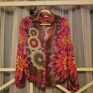 Desigual Rainbow Women’s XL Button Shirt EUC